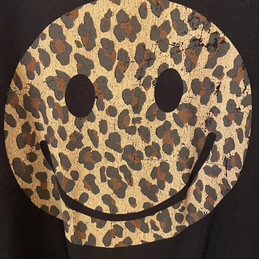 Distressed Cheetah Smiley Face Sweater - Picture 2 of 3